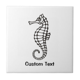 Seahorse Black Ceramic Tile