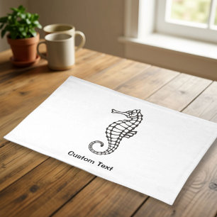Seahorse Black Cloth Placemat