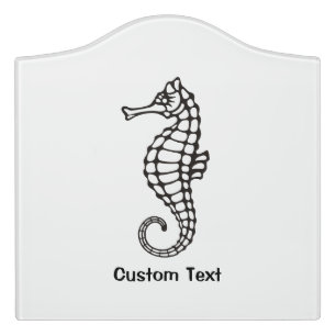Seahorse Black Door Sign