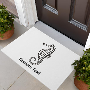 Seahorse Black Doormat