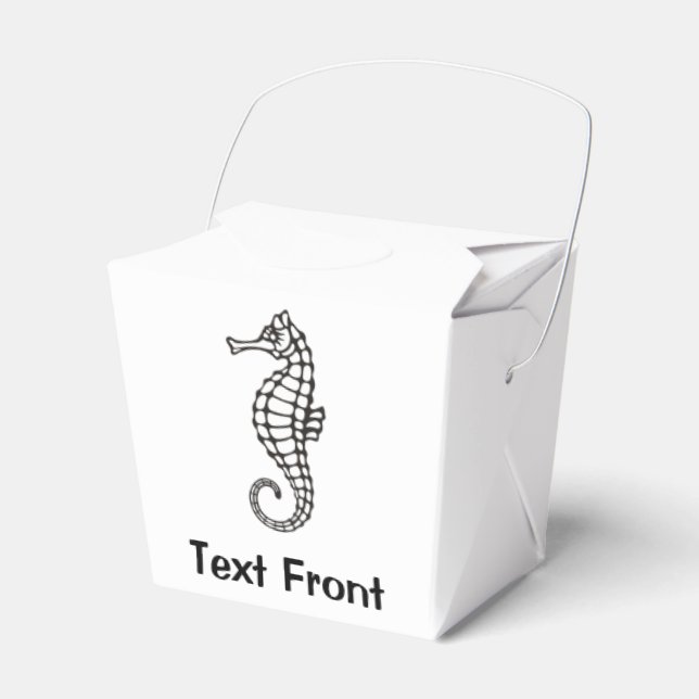 Seahorse Black Favor Boxes (Front Side)