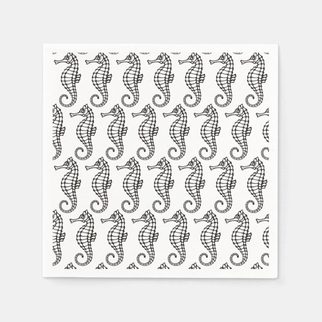 Seahorse Black Napkins (Front)