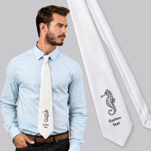 Seahorse Black Neck Tie