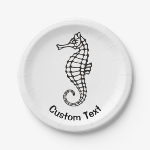 Seahorse Black Paper Plates