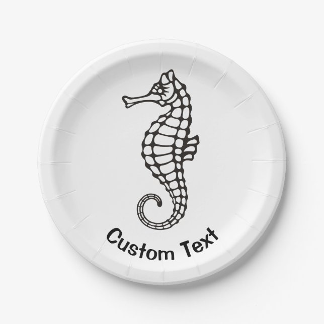 Seahorse Black Paper Plates (Front)