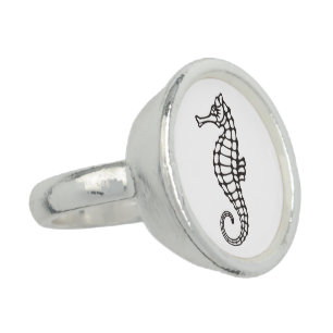 Seahorse Black Ring