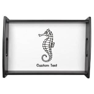 Seahorse Black Serving Tray