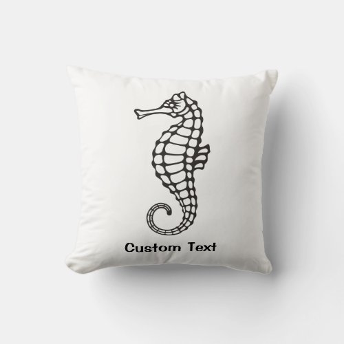 Seahorse Black Throw Pillow