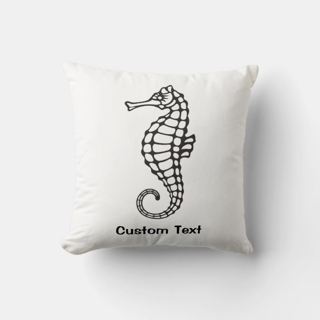 Seahorse Black Throw Pillow (Front)