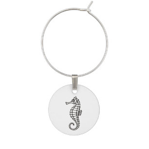 Seahorse Black Wine Charm