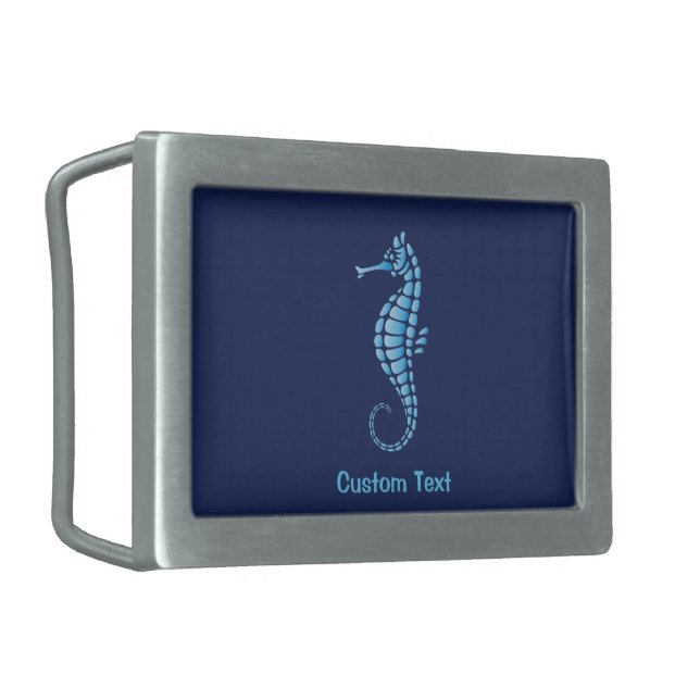 Seahorse Blue Belt Buckle (Front Left)