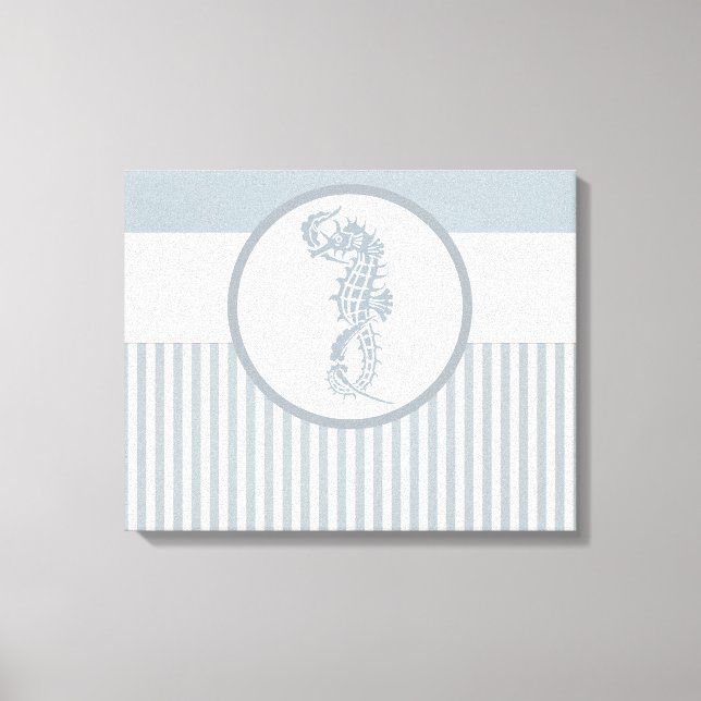 Seahorse Blue Classic Nautical Elegant Canvas Print (Front)
