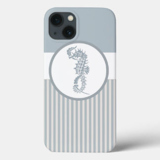 Seahorse Blue Classic Nautical Elegant iPhone 13 Case