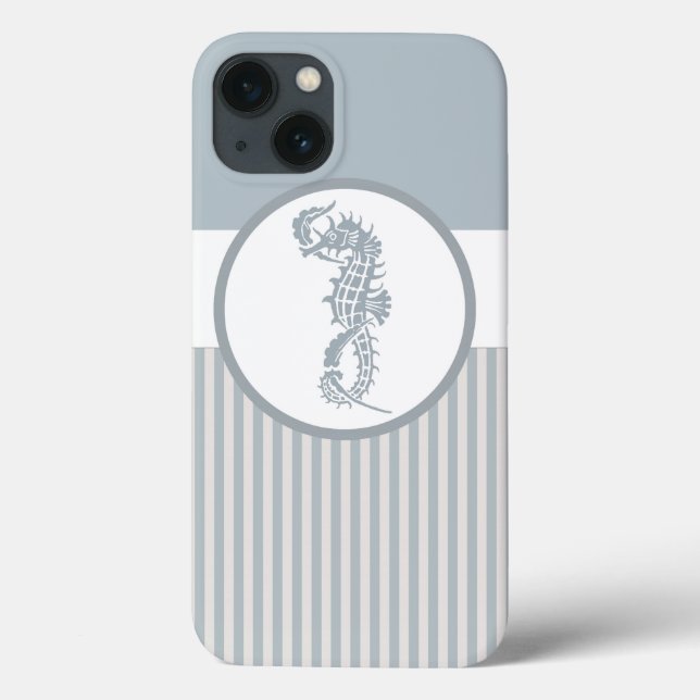 Seahorse Blue Classic Nautical Elegant Case-Mate iPhone Case (Back)