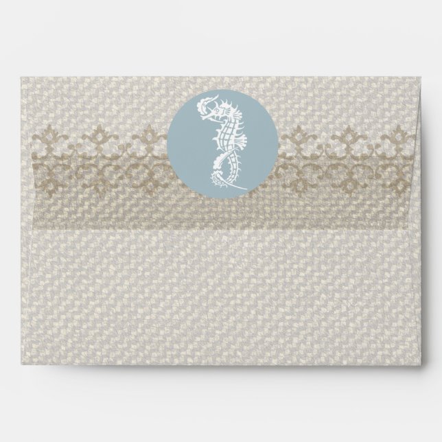 Seahorse Blue Classic Nautical Elegant Envelope (Back (Top Flap))