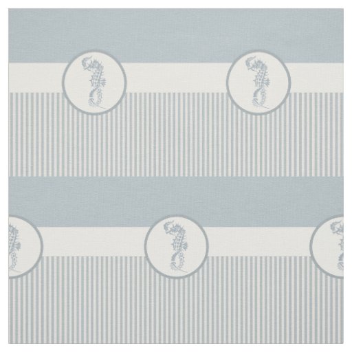 Seahorse Blue Classic Nautical Elegant Fabric