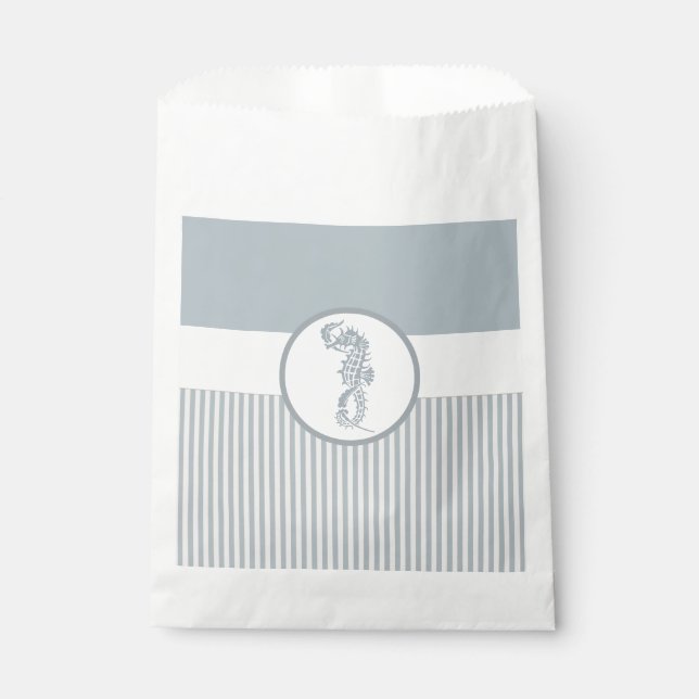 Seahorse Blue Classic Nautical Elegant Favor Bag (Front)