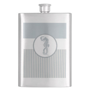 Seahorse Blue Classic Nautical Elegant Flask