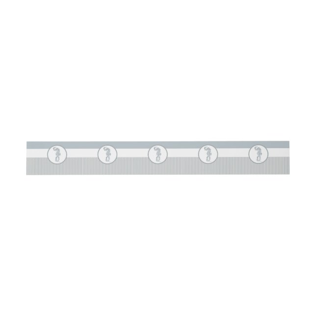 Seahorse Blue Classic Nautical Elegant Invitation Belly Band (Flat)