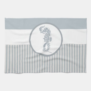 Seahorse Blue Classic Nautical Elegant Kitchen Towel