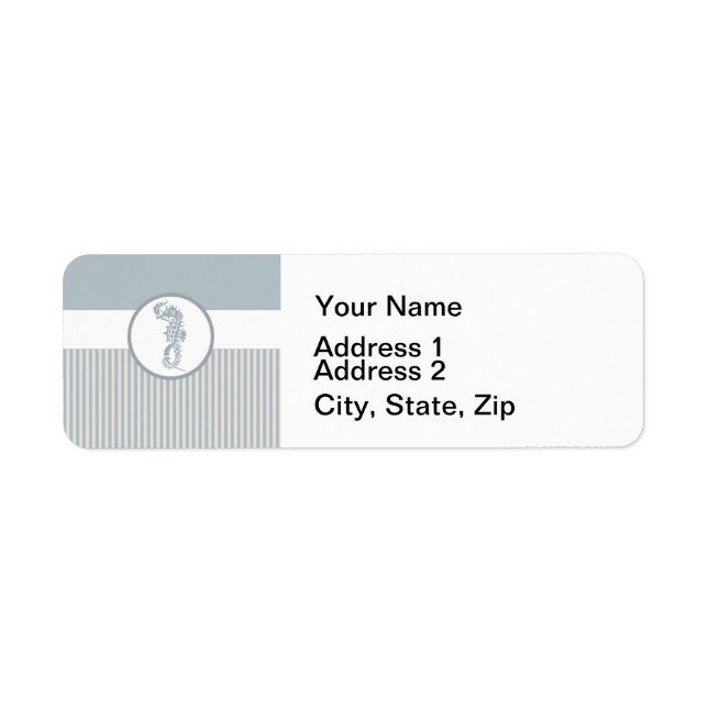 Seahorse Blue Classic Nautical Elegant Label (Front)