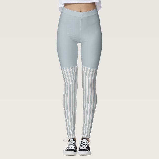 Seahorse Blue Classic Nautical Elegant Leggings (Front)
