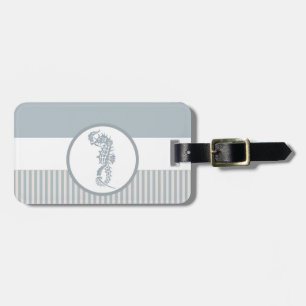 Seahorse Blue Classic Nautical Elegant Luggage Tag