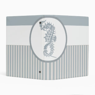 Seahorse Blue Classic Nautical Elegant Mini Binder