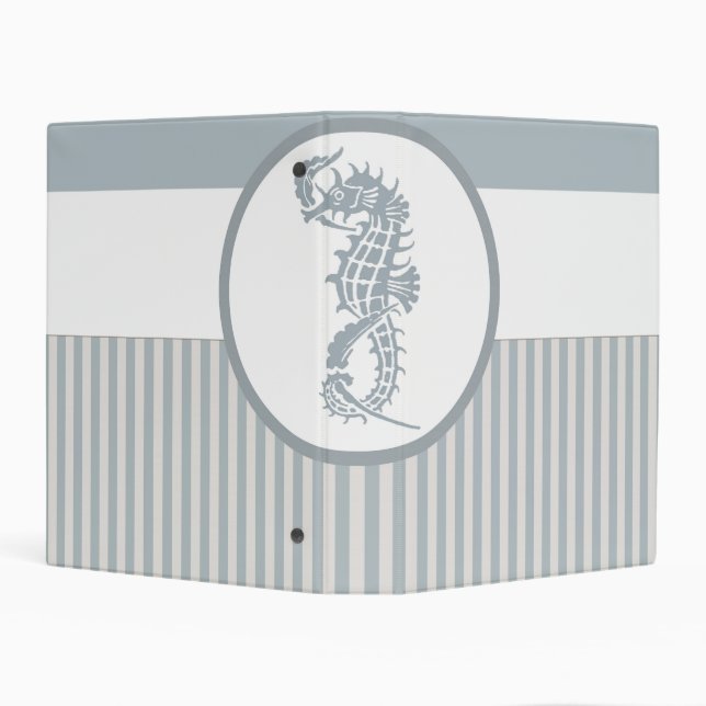 Seahorse Blue Classic Nautical Elegant Mini Binder (Background)