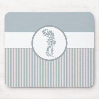Seahorse Blue Classic Nautical Elegant Mouse Pad