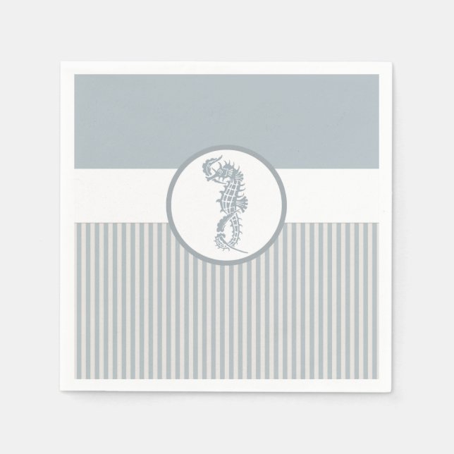 Seahorse Blue Classic Nautical Elegant Napkins (Front)
