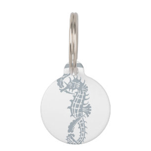 Seahorse Blue Classic Nautical Elegant Pet Name Tag