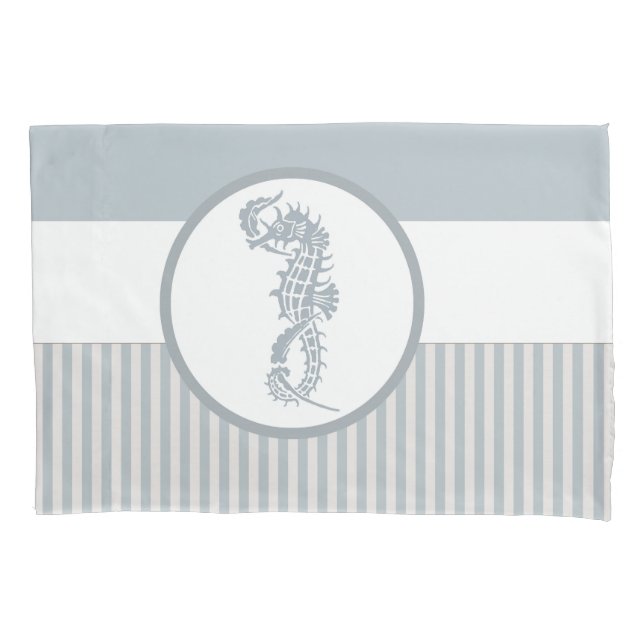 Seahorse Blue Classic Nautical Elegant Pillow Case (Front)