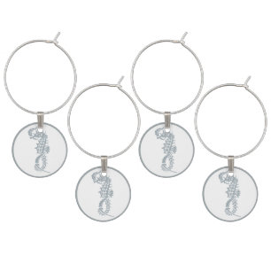 Seahorse Blue Classic Nautical Elegant Wine Charm