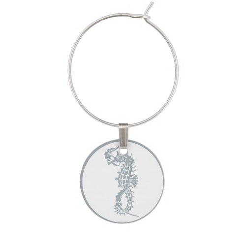 Seahorse Blue Classic Nautical Elegant Wine Glass Charm