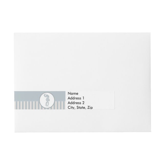 Seahorse Blue Classic Nautical Elegant Wrap Around Address Label (Front)