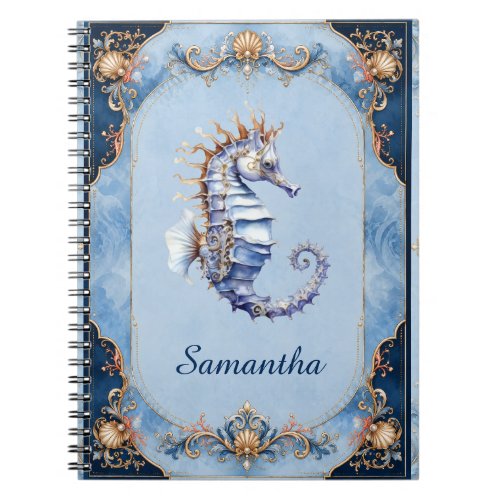 Seahorse blue coastal wedding event planner notebook