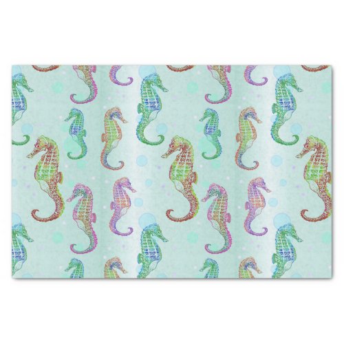 Seahorse Blue Green Tissue Paper