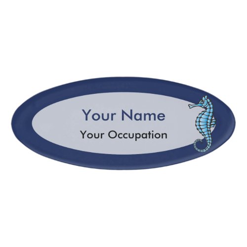 Seahorse Blue Name Tag