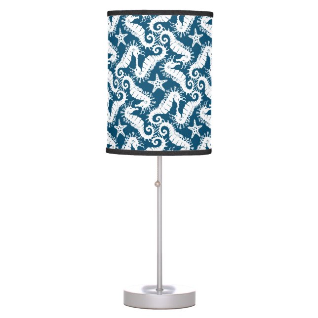 Seahorse Blue Pattern Table Lamp (Front)