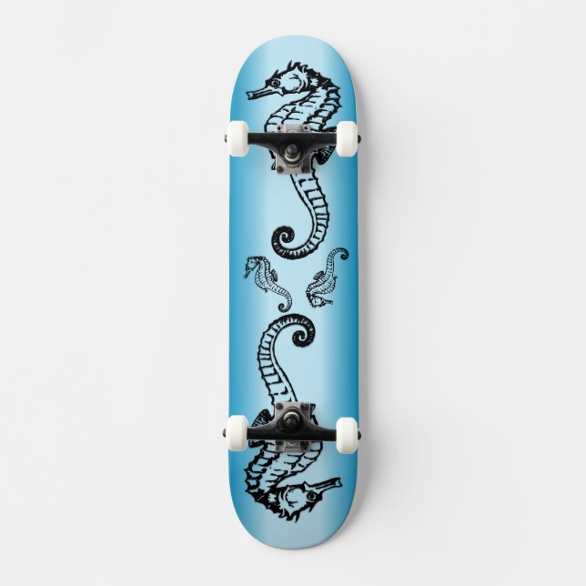 Seahorse Blue Skateboard Deck (Front)