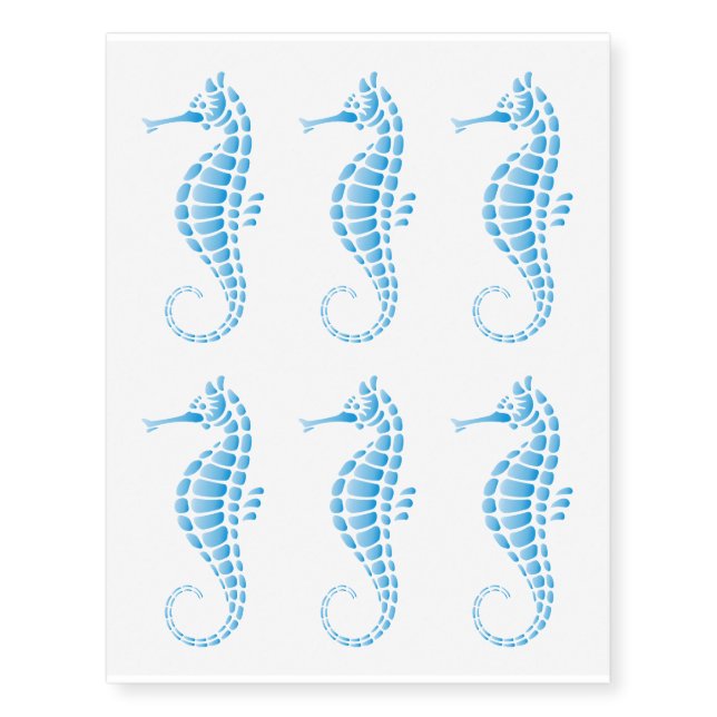 Seahorse Blue Temporary Tattoos (Front)