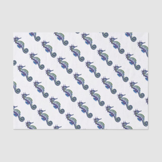 Seahorse Blue Tissue Paper (Front)