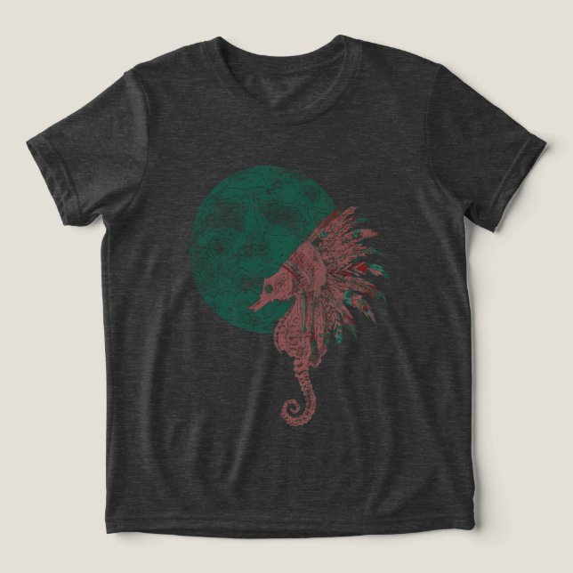 seahorse by the moon Tri-Blend shirt (Design Front)