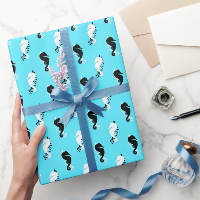 Seahorse cartoon fun wrapping paper (Gifting)