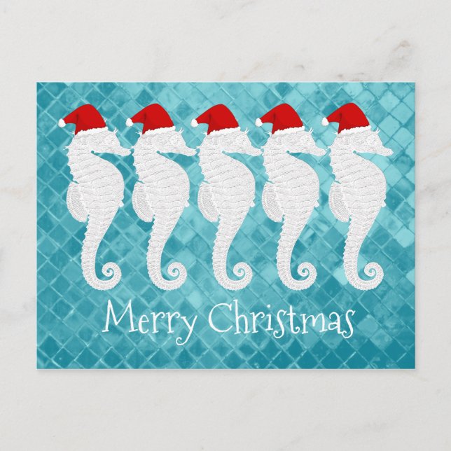 Seahorse Christmas Holiday Postcard (Front)