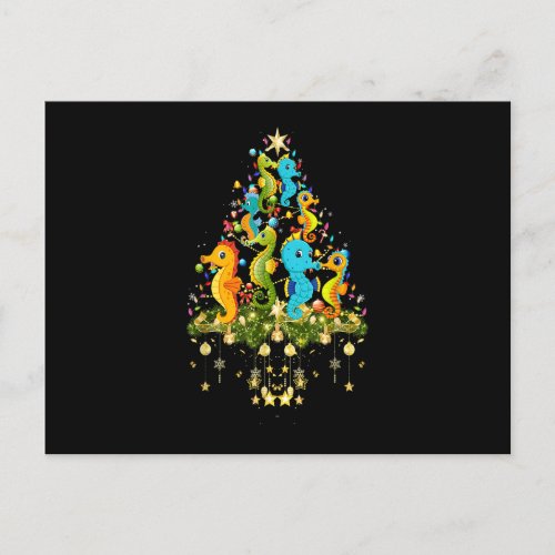 Seahorse Christmas Tree Lights Holiday Seahorse Lo Postcard