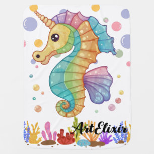 Seahorse Colorful Print Baby Blanket