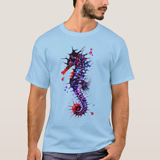 Seahorse Colorful Watercolor T-Shirt (Front)