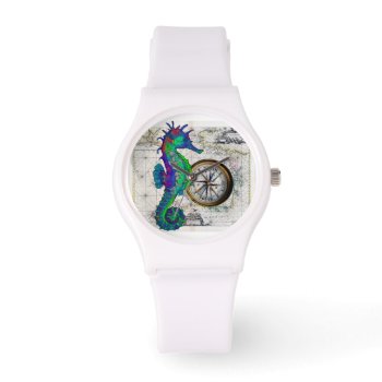 Seahorse Compass Watch by EveyArtStore at Zazzle